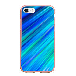 Чехол iPhone 7/8 матовый Неоновые синие лучи, цвет: 3D-светло-розовый