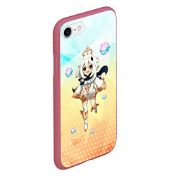 Чехол iPhone 7/8 матовый Геншин - Молитва Паймон, цвет: 3D-малиновый — фото 2