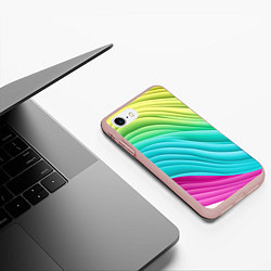 Чехол iPhone 7/8 матовый Волнистая абстракция градиент, цвет: 3D-светло-розовый — фото 2