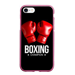 Чехол iPhone 7/8 матовый Boxing Champion, цвет: 3D-малиновый