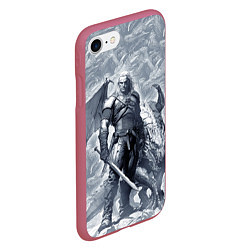 Чехол iPhone 7/8 матовый The Witcher and dragon - hand drawn style, цвет: 3D-малиновый — фото 2