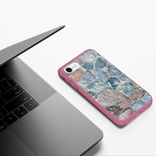 Чехол iPhone 7/8 матовый Каменный фон / 3D-Малиновый – фото 3