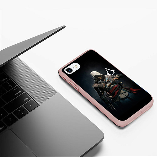 Чехол iPhone 7/8 матовый Эдвард Кенуей Assassins black flag / 3D-Светло-розовый – фото 3