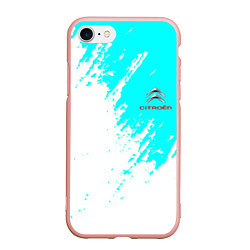 Чехол iPhone 7/8 матовый Citroen краски голубой, цвет: 3D-светло-розовый