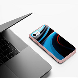 Чехол iPhone 7/8 матовый Черные и синии волны спортивный стиль, цвет: 3D-светло-розовый — фото 2