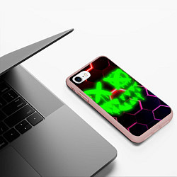 Чехол iPhone 7/8 матовый Монстр из неона, цвет: 3D-светло-розовый — фото 2