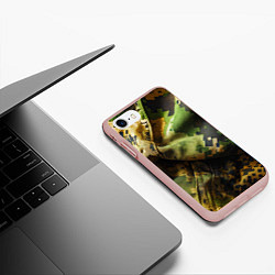 Чехол iPhone 7/8 матовый Реалистичный камуфляж на ткани, цвет: 3D-светло-розовый — фото 2