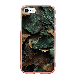 Чехол iPhone 7/8 матовый Реалистичный камуфляж из листьев, цвет: 3D-светло-розовый