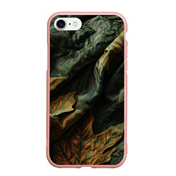 Чехол iPhone 7/8 матовый Реалистичный охотничий камуфляж из ткани и листьев, цвет: 3D-светло-розовый