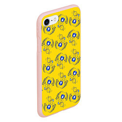 Чехол iPhone 7/8 матовый Узор - цветы гжель на желтом фоне, цвет: 3D-светло-розовый — фото 2