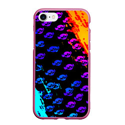 Чехол iPhone 7/8 матовый Brawl stars neon logo kids, цвет: 3D-малиновый