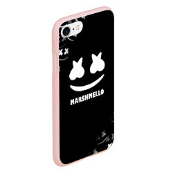 Чехол iPhone 7/8 матовый Marshmello белое лого, цвет: 3D-светло-розовый — фото 2