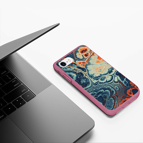 Чехол iPhone 7/8 матовый Абстрактный разноцветный узор / 3D-Малиновый – фото 3