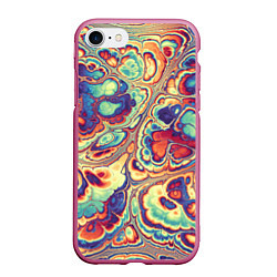 Чехол iPhone 7/8 матовый Абстрактный разноцветный паттерн, цвет: 3D-малиновый