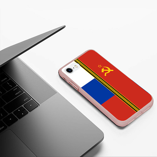 Чехол iPhone 7/8 матовый Россия и СССР / 3D-Светло-розовый – фото 3