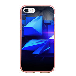 Чехол iPhone 7/8 матовый Black blue background abstract, цвет: 3D-светло-розовый