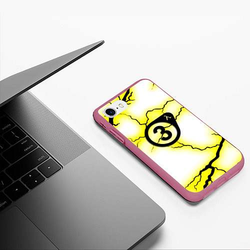 Чехол iPhone 7/8 матовый Half life 3 текстура / 3D-Малиновый – фото 3