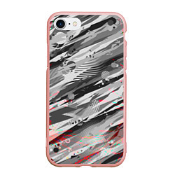 Чехол iPhone 7/8 матовый Серые узоры, цвет: 3D-светло-розовый