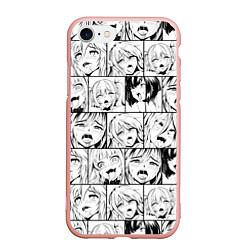 Чехол iPhone 7/8 матовый Ahegao pattern, цвет: 3D-светло-розовый