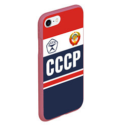 Чехол iPhone 7/8 матовый СССР - Союз Советских Социалистических Республик, цвет: 3D-малиновый — фото 2
