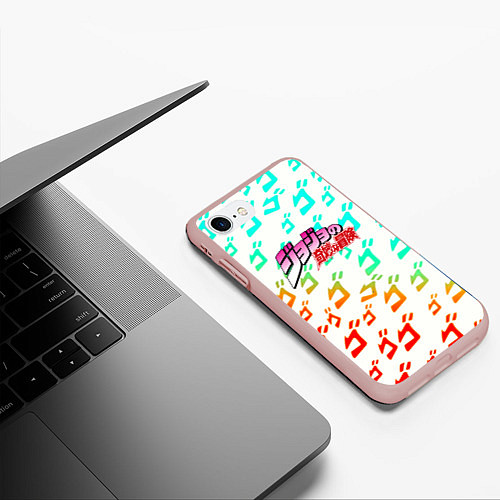Чехол iPhone 7/8 матовый JoJo Bizarre pattern / 3D-Светло-розовый – фото 3