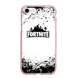 Чехол iPhone 7/8 матовый Fortnite краски чёрные, цвет: 3D-светло-розовый