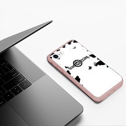Чехол iPhone 7/8 матовый Three days grace бабочки, цвет: 3D-светло-розовый — фото 2