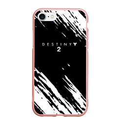 Чехол iPhone 7/8 матовый Destiny краски чёрно белые, цвет: 3D-светло-розовый