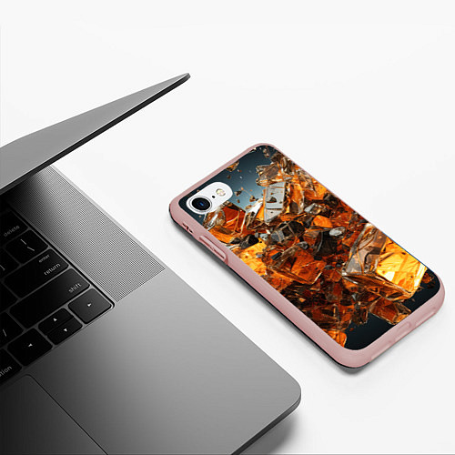 Чехол iPhone 7/8 матовый Янтарный взрыв / 3D-Светло-розовый – фото 3