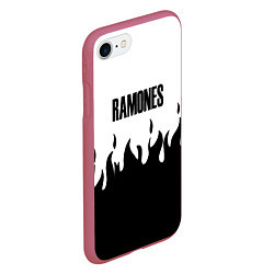 Чехол iPhone 7/8 матовый Ramones fire black rock, цвет: 3D-малиновый — фото 2