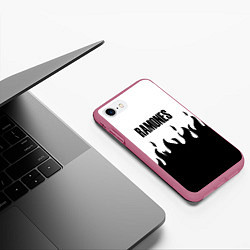 Чехол iPhone 7/8 матовый Ramones fire black rock, цвет: 3D-малиновый — фото 2