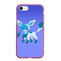 Чехол iPhone 7/8 матовый Glaceon Pokemon, цвет: 3D-малиновый