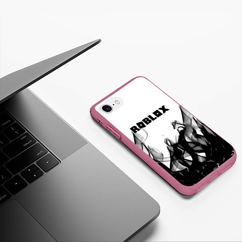 Чехол iPhone 7/8 матовый Roblox flame текстура / 3D-Малиновый – фото 3