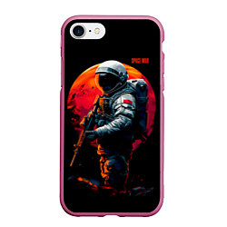 Чехол iPhone 7/8 матовый Космический воин, цвет: 3D-малиновый