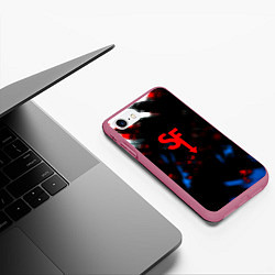 Чехол iPhone 7/8 матовый Салли фейс текстура краски, цвет: 3D-малиновый — фото 2