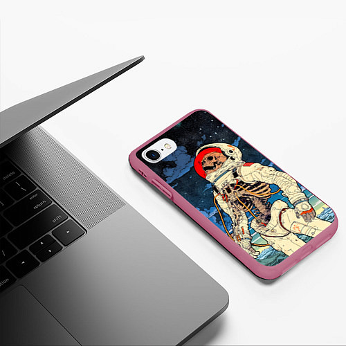 Чехол iPhone 7/8 матовый Скелет - астронавт / 3D-Малиновый – фото 3