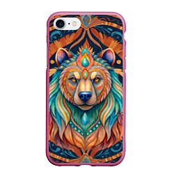 Чехол iPhone 7/8 матовый Медведь шаман тотемное животное, цвет: 3D-малиновый