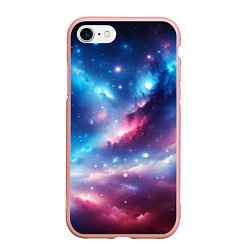 Чехол iPhone 7/8 матовый Розово-голубой космический пейзаж, цвет: 3D-светло-розовый