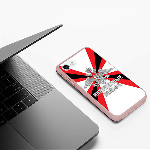 Чехол iPhone 7/8 матовый Инженерные войска РФ / 3D-Светло-розовый – фото 3