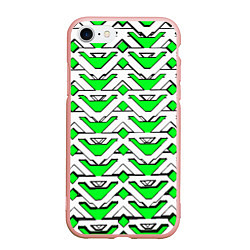 Чехол iPhone 7/8 матовый Бело-зелёный узор, цвет: 3D-светло-розовый