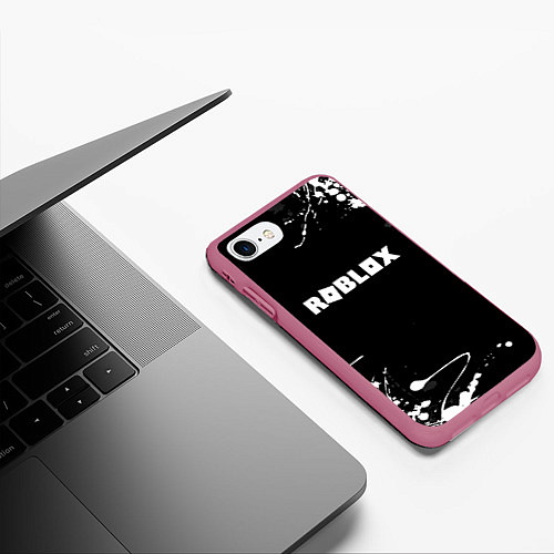 Чехол iPhone 7/8 матовый Roblox текстура краски белые / 3D-Малиновый – фото 3