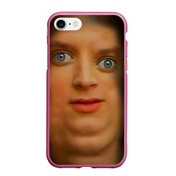 Чехол iPhone 7/8 матовый Мем упоротый Фродо улыбается, цвет: 3D-малиновый