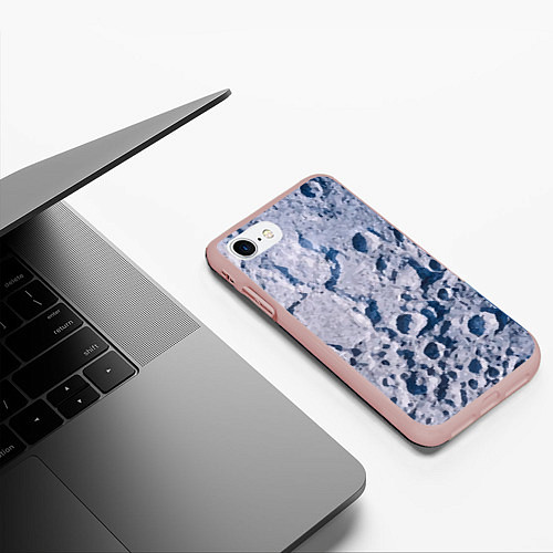 Чехол iPhone 7/8 матовый Кратеры на Луне - star dust / 3D-Светло-розовый – фото 3