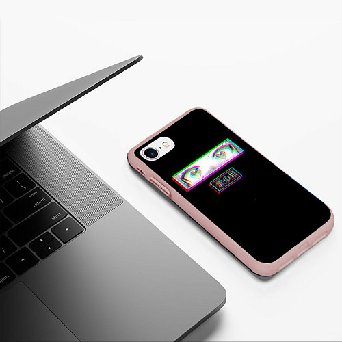 Чехол iPhone 7/8 матовый Глаза сердечки - аниме / 3D-Светло-розовый – фото 3