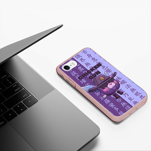 Чехол iPhone 7/8 матовый Чикен ган иероглифы / 3D-Светло-розовый – фото 3