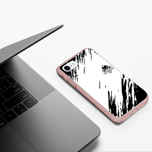 Чехол iPhone 7/8 матовый Rainbow six текстура краски штрихи / 3D-Светло-розовый – фото 3