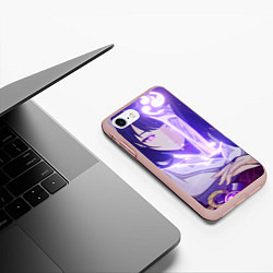 Чехол iPhone 7/8 матовый Genshin Impact Эи Райден fight, цвет: 3D-светло-розовый — фото 2