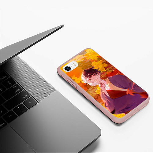Чехол iPhone 7/8 матовый Гэн Асагири на фоне листвы из Доктора Стоуна / 3D-Светло-розовый – фото 3