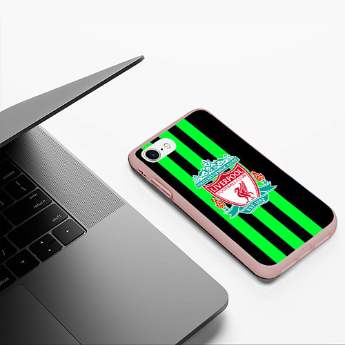 Чехол iPhone 7/8 матовый Liverpool line green / 3D-Светло-розовый – фото 3