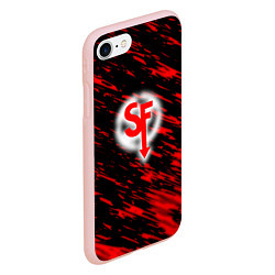 Чехол iPhone 7/8 матовый Sally face красные искры, цвет: 3D-светло-розовый — фото 2